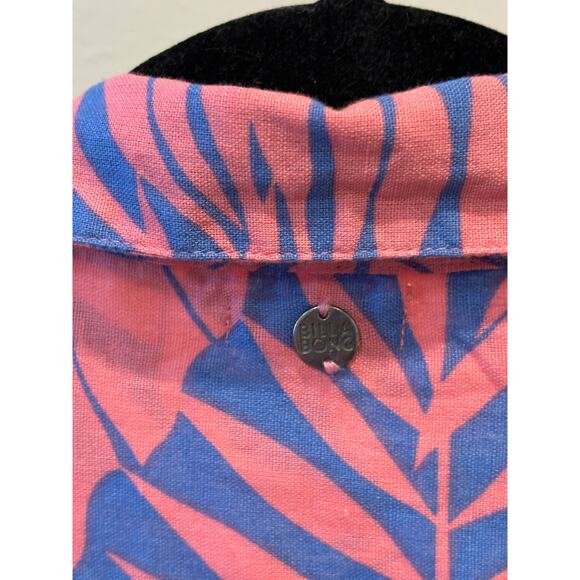 Billabong Mens Shirt Cotton Linen Blend Size M Medium Coastal Short Sleeve Pink - Picture 3 of 4